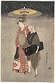 Geisha Walking through the Snow at Night, Kitagawa Utamaro  Japanese, Woodblock print; ink and color on paper, Japan