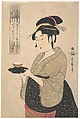 Okita of the Naniwa-ya Tea-house, Kitagawa Utamaro  Japanese, Woodblock print; ink and color on paper, Japan