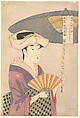 “Woman Holding Up a Parasol” from the series Ten Classes of Women’s Physiognomy (Fujo ninsō juppen: Higasa o sasu onna), Kitagawa Utamaro  Japanese, Woodblock print; ink and color on paper, Japan