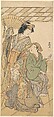The Fourth Iwai Hanshiro in three roles of the shosa "Shichi Henge", Katsukawa Shunkō Japanese, Middle sheet of a triptych of woodblock prints; ink and color on paper, Japan