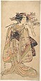 The First Nakamura Tomijuro as a Woman Walking Toward the Left, Katsukawa Shunkō  Japanese, Woodblock print; ink and color on paper, Japan