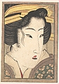 Head of a Beauty, Keisai Eisen  Japanese, Woodblock print; ink and color on paper, Japan