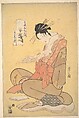 The Oiran Komurasaki of Kadotamaya Reading a Letter, Chōbunsai Eishi Japanese, Woodblock print; ink and color on paper, Japan