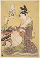 The Courtesan Hanaōgi of the Ōgiya Brothel (Ōgiya Hanaōgi), from the series Beauties of the Pleasure Quarters as Six Floral Immortals (Seirō bijin rokkasen), Chōbunsai Eishi 鳥文斎栄之 Japanese, Woodblock print (nishiki-e); ink and color on paper, Japan