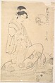 Konosato of Takeya Seated, Holding an Incense Burner, Chōbunsai Eishi Japanese, Monochrome woodblock print; ink on paper, Japan