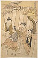 Prince Genji and Three Young Women, Chōbunsai Eishi Japanese, Woodblock print; ink and color on paper, Japan