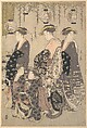 Karakoto of Chojiya on Parade, Chōbunsai Eishi Japanese, One sheet of a triptych of woodblock prints; ink and color on paper, Japan