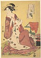 The Courtesan Hinazuru of the Chōjiya Brothel (Chōjiya Hinazuru), from the series Beauties of the Pleasure Quarters as Six Floral Immortals (Seirō bijin rokkasen), Chōbunsai Eishi Japanese, Woodblock print; ink and color on paper, Japan