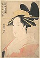 Large Head and Bust Portrait of the Oiran Hanaogi of Ogiya., Chōkōsai Eishō  Japanese, Woodblock print; ink and color on paper, Japan