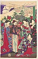 Emperor among Court Ladies, Yōshū (Hashimoto) Chikanobu  Japanese, Woodblock print; ink and color on paper, Japan