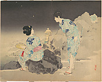 Watching Fireflies on a Summer Night, Mishima Shōsō  Japanese, Frontispiece; woodblock print; ink and color on paper, Japan
