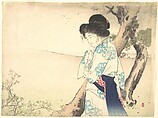 The Mad Woman of Yawata (Yawata no kyōjo) from kuchie (frontispiece) of a novel, Mizuno Toshikata Japanese, Woodblock print; ink and color on paper, Japan