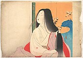 Lady Kesa from kuchie (frontispiece) of a novel, Tomioka Eisen Japanese, Woodblock print; ink and color on paper, Japan