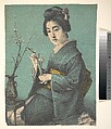 Girl with Plum Blossoms, Unidentified artist, Woodblock print; ink and color on paper (crepon), Japan