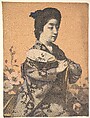 Girl Carrying a Round Paper Fan (Uchiwa), Unidentified artist, Woodblock print; ink and color on paper (crepon), Japan