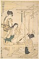 Women Weaving Silk Cloth, Kitagawa Utamaro Japanese, Woodblock print; ink and color on paper, Japan