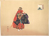 Illustration of Noh Dance Scene, Tsukioka Kōgyo Japanese, Woodblock print; ink and color on paper, Japan