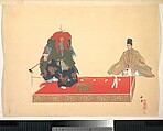 Illustration of Noh Dance Scene, Tsukioka Kōgyo Japanese, Woodblock print; ink and color on paper, Japan