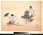 Scene from the Noh play "Matsukaze", Tsukioka Kōgyo Japanese, Woodblock print; ink and color on paper, Japan