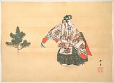 Illustration of Noh Dance Scene, Tsukioka Kōgyo Japanese, Woodblock print; ink and color on paper, Japan