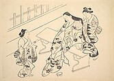 A Kamuro is Shown Bringing a Love Letter to Her Mistress, Okumura Masanobu  Japanese, Monochrome woodblock print; ink on paper, Japan