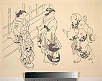 Two Courtesans, Okumura Masanobu  Japanese, Monochrome woodblock print; ink on paper, Japan