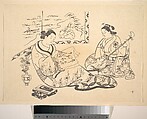 Two Women Seated in a Parlor, Okumura Masanobu  Japanese, Monochrome woodblock print; ink on paper, Japan