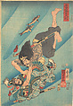 Tanmeijirō Genshōgo Fighting Under Water, Utagawa Kuniyoshi Japanese, Woodblock print; ink and color on paper, Japan