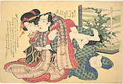 A Couple Locked in an Embrace, Keisai Eisen  Japanese, Woodblock print; ink and color on paper, Japan