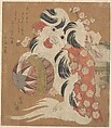 Surimono Calendar for the Dog Year, 1814, Totoya Hokkei  Japanese, Woodblock print (surimono); ink and color on paper, Japan