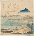 Sumida River, Totoya Hokkei  Japanese, Woodblock print (surimono); ink and color on paper, Japan