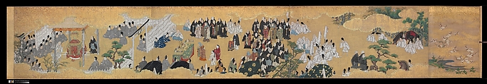 “Leaves of Wild Ginger” (Aoi), from the Phantom Genji Scrolls (Maboroshi no Genji monogatari emaki), Handscroll; ink, color, and gold on paper, Japan