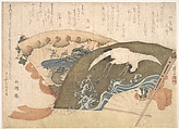 Two Fans, Teisai Hokuba  Japanese, Woodblock print (surimono); ink and color on paper, Japan