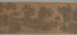 Retreats in the Spring Hills, Unidentified artist, Handscroll; ink and color on silk, China