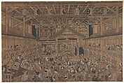 Ichikawa Danjūrō II (?) Performing Shibaraku in the Ichimura Theater, Torii Kiyotada  Japanese, Woodblock print; ink and color on paper, Japan