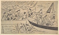 An Actor's Boating Party on the Sumida River, Torii Kiyomasu I Japanese, Woodblock print; ink and color on paper, Japan