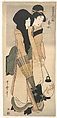 “Geisha” from the series Three Amusements of Contemporary Beauties (Tōsei bijin san’yū: Geigi), Kitagawa Utamaro  Japanese, Woodblock print; ink and color on paper, Japan