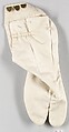 Costume of a Japanese Gentleman, (a) Silk,metalic thread / Plain weave
(b) Silk / Plain weave
(c) Silk / Plain weave
(d) Cotton; Silk / Plain weave
(e) Silk / Plain weave
(f) Silk / Braided
(g) Straw, leather / Woven
(h) Straw, leather / Woven
(i) Rush; leather; silk; wood / Woven
(j) Rush; leather; silk; wood / Woven
(k) Cotton / Knit
(l) Cotton / Knit, Japan