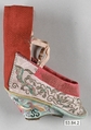 Woman's Shoe for Bound Feet, Silk, linen, leather, metallic thread, China