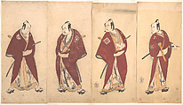 Four of the Five Actors Who Performed the Shosa "Gonen Otoko", Katsukawa Shunshō　勝川春章  Japanese, Woodblock prints (nishiki-e); ink and color on paper, Japan