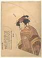 Fan Print of the Actor Segawa Kikunojo III, Katsukawa Shunshō　勝川春章  Japanese, Woodblock print (nishiki-e); ink and color on paper, Japan