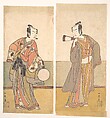 The Actors the Fourth Matsumoto Koshiro and the Arashi Sangoro, Katsukawa Shunshō　勝川春章  Japanese, Diptych of woodblock prints (nishiki-e); ink and color on paper, Japan