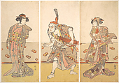 The Actor Nakamura Tomijuro as a Stately Woman, Katsukawa Shunkō  Japanese, Triptych of woodblock prints; ink and color on paper, Japan