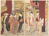 Print, Katsukawa Shunchō Japanese, Diptych of woodblock prints; ink and color on paper, Japan