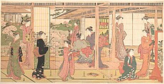 Mansion Opening onto a Garden, Katsukawa Shunchō Japanese, Woodblock print; ink and color on paper, Japan