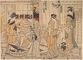 The Fourth Month, Utagawa Toyokuni I  Japanese, Two sheets of a triptych of woodblock prints; ink and color on paper, Japan