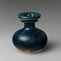 Covered jar, Earthenware with blue glaze, China