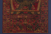 The Wrathful Bon Deity Walse Ngampa, One of the Five Fortress Meditational Deities, Ink, gold and opaque watercolor on cloth, Tibet