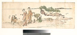 Women in a Landscape, Katsushika Hokusai  Japanese, Woodblock print (surimono); ink and color on paper, Japan