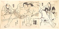Sumo Wrestling, Utagawa Kuniteru Japanese, Matted painting; ink on paper, Japan